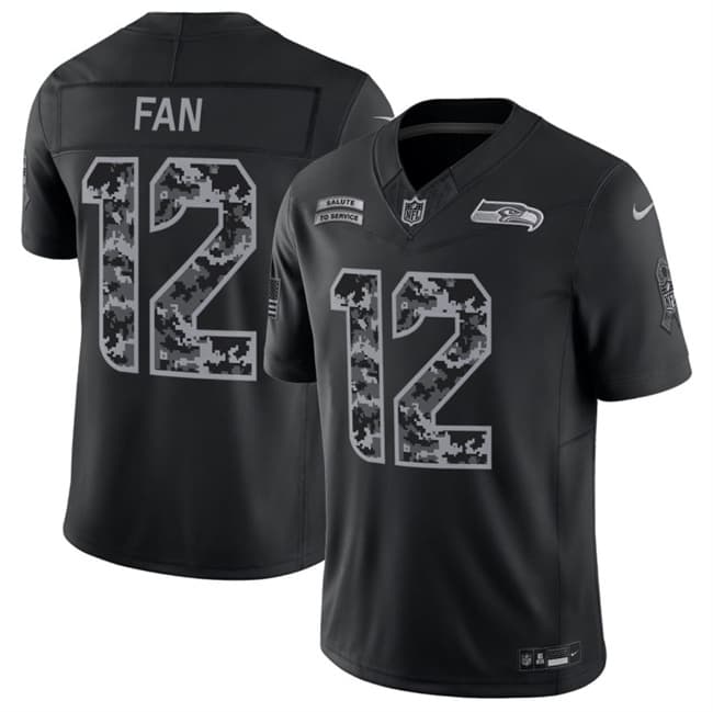 Seattle Seahawks #12 Fan Black 2026 F.U.S.E. Salute to Service Limited Football Stitched Jersey