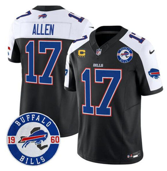 Buffalo Bills #17 Josh Allen Black Alternate F.U.S.E. 4-Star C With Est. 1960 Patch Vapor Untouchable Limited Football Stitched Jersey