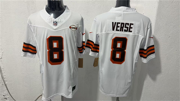 Cleveland Browns #8 Jared Verse White 2026 1946 Collection Vapor Limited Football Stitched Jersey Cleveland Browns #8 Jared Verse White 2026 1946 Collection Vapor Limited Football Stitched Jersey