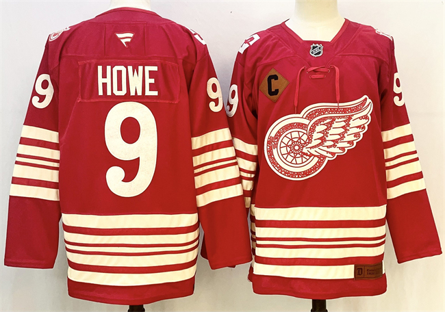 Detroit Red Wings #9 Gordie Howe Red 2025-26 With C Patch Centennial Premium Stitched Hockey Jersey Detroit Red Wings #9 Gordie Howe Red 2025-26 With C Patch Centennial Premium Stitched Hockey Jersey