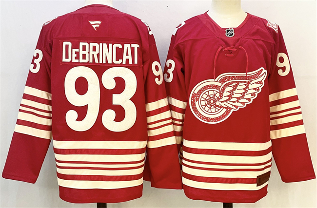 Detroit Red Wings #93 Alex DeBrincat Red 2025-26 Centennial Premium Stitched Hockey Jersey Detroit Red Wings #93 Alex DeBrincat Red 2025-26 Centennial Premium Stitched Hockey Jersey