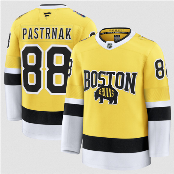 Boston Bruins #88 David Pastrnak Gold 2026 Stadium Series Stitched Hockey Jersey