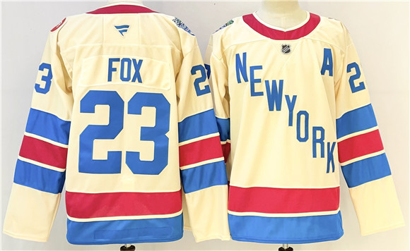 New York Rangers #23 Adam Fox Beige 2025-26 Winter Classic With A Patch Stitched Hockey Jersey
