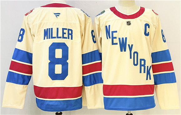 New York Rangers #8 JT Miller Beige 2025-26 Winter Classic With C Patch Stitched Hockey Jersey