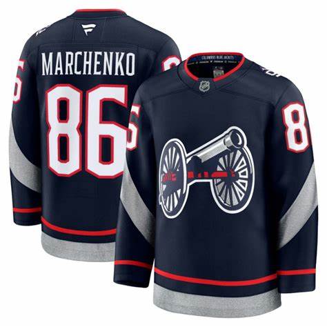 Columbus Blue Jackets #86 Kirill Marchenko Navy 2024-25 Stitched Hockey Jersey