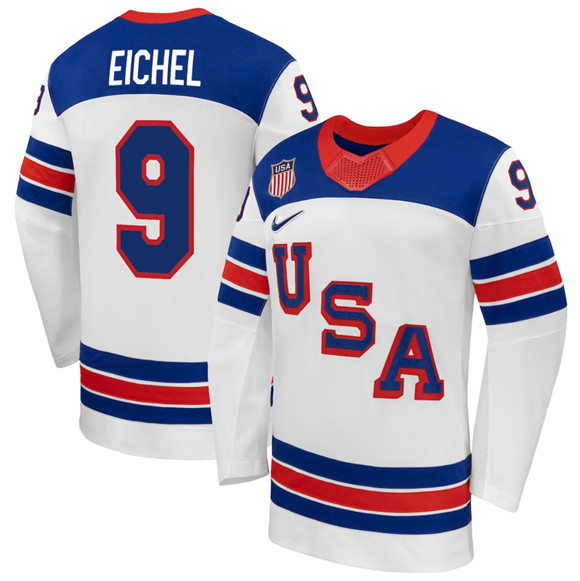 USA #9 Jack Eichel White 2026 Stitched Jersey USA #9 Jack Eichel White 2026 Stitched Jersey