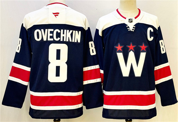 Washington Capitals #8 Alexander Ovechkin Navy With C Patch Stitched Hockey Jersey