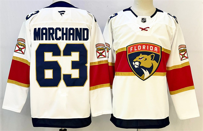Florida Panthers #63 Brad Marchand White 2024-25 Home Stitched Hockey Jersey