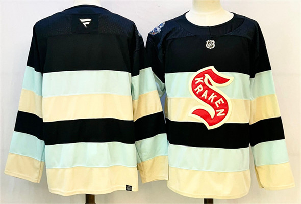 Seattle Kraken Blank Deep Sea Blue Winter Classic With A Patch Stitched Hockey Jersey
