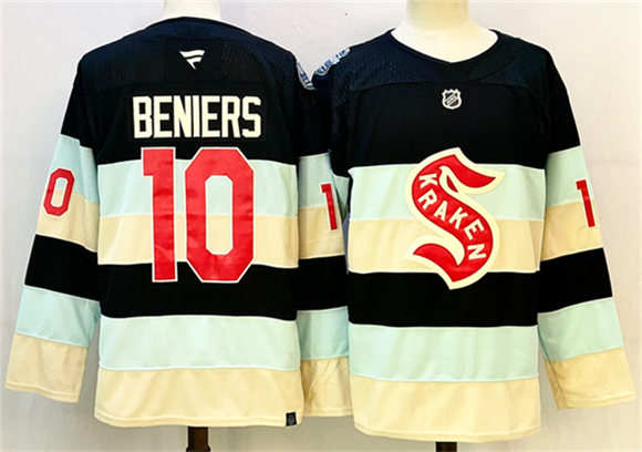 Seattle Kraken #10 Matty Beniers Deep Sea Blue Winter Classic Stitched Hockey Jersey