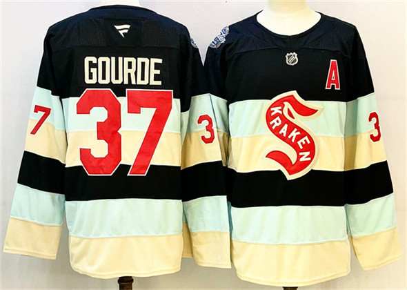 Seattle Kraken #37 Yanni Gourde Deep Sea Blue Winter Classic With A Patch Stitched Hockey Jersey