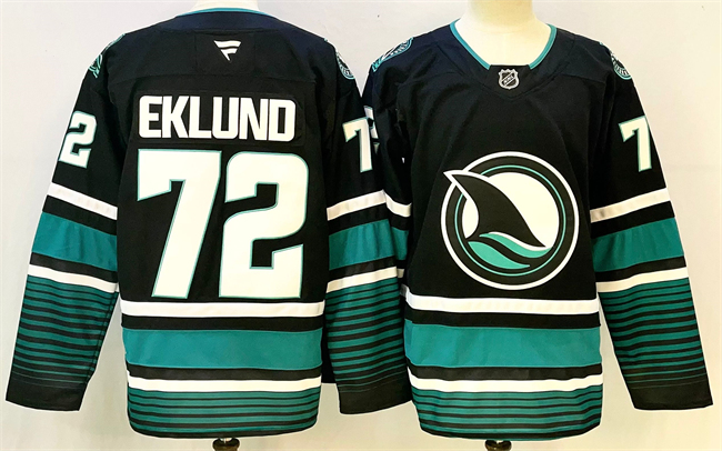 San Jose Sharks #72 William Eklund Black 2024-25 Alternate Stitched Hockey Jersey
