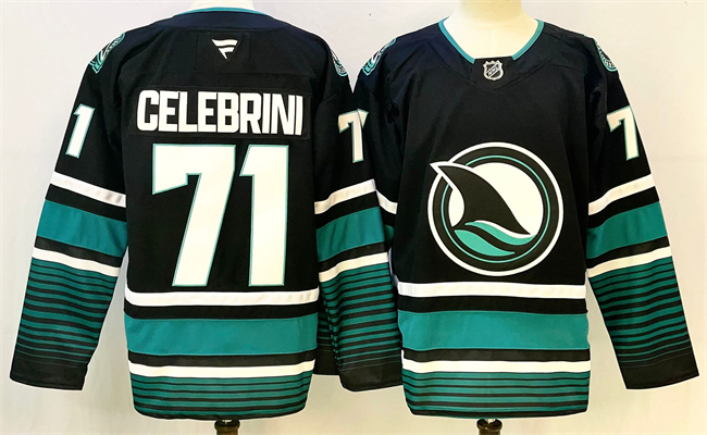 San Jose Sharks #71 Macklin Celebrini Black 2024-25 Alternate Stitched Hockey Jersey