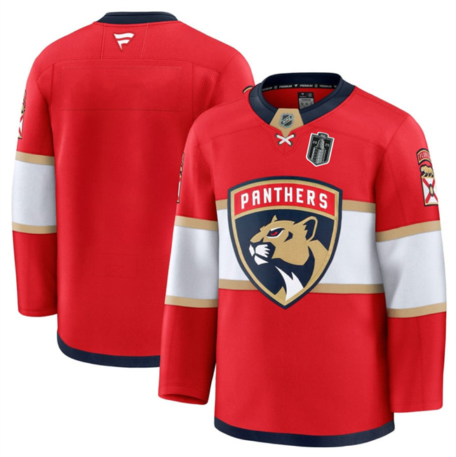 Florida Panthers Blank Red 2025 Stanley Cup Final Patch Stitched Hockey Jersey
