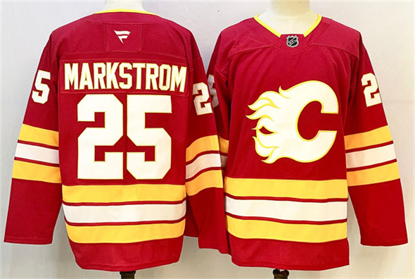 Calgary Flames #25 Jacob Markstrom Red 2024-25 Home Stitched Hockey Jersey