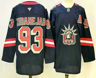 New York Rangers #93 Mika Zibanejad Navy Reverse Retro Authentic Jersey