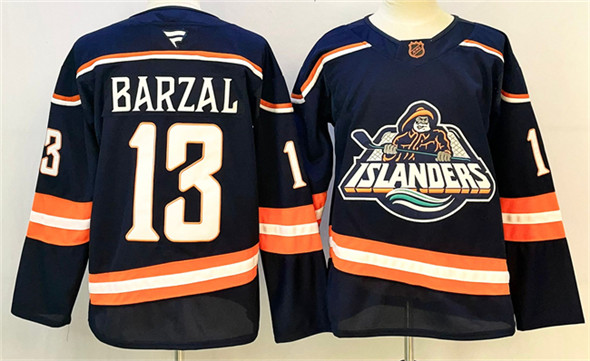 New York Islanders #13 Mathew Barzal Navy 2024-25 Stitched Hockey Jersey