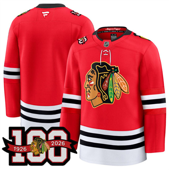 Chicago Blackhawks Blank Red 2025 Home 100th Anniversary Stitched Hockey Jersey
