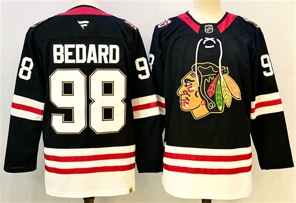 Chicago Blackhawks #98 Connor Bedard Black Stitched Hockey Jersey