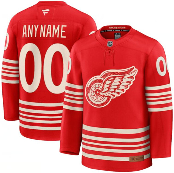 Detroit Red Wings Active Player Custom Red 2025 Centennial Premium Stitched Jersey