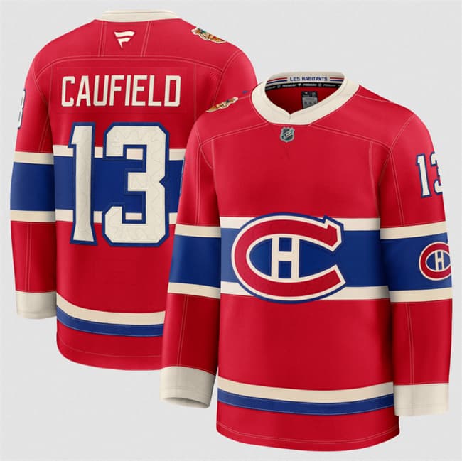 Montreal Canadiens #13 Cole Caufield Red 2026 Heritage Classic Premium Stitched Jersey