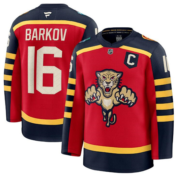 Florida Panthers #16 Aleksander Barkov Red 2026 With C Patch Winter Classic Stitched Hockey Jersey