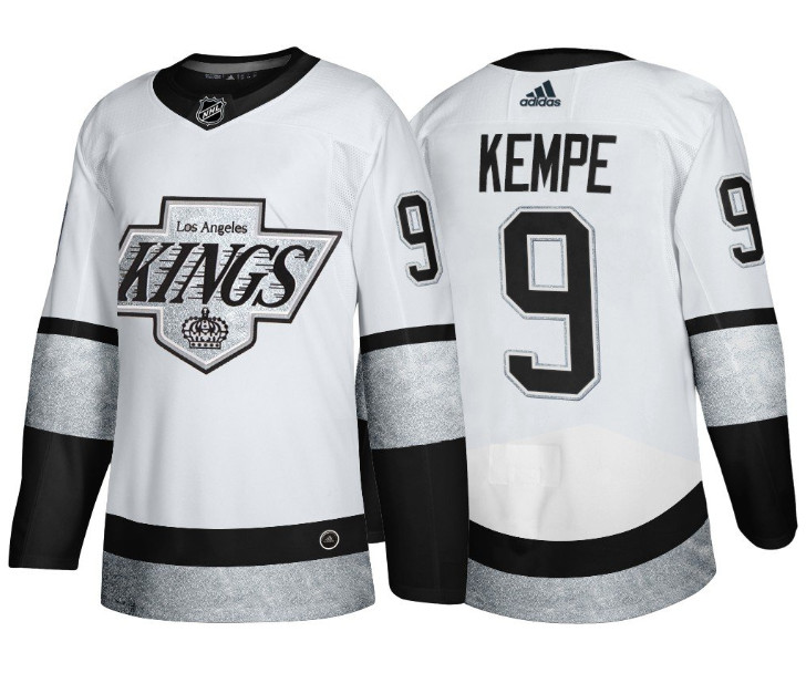 Los Angeles Kings #9 Adrian Kempe White Throwback Stitched Jersey