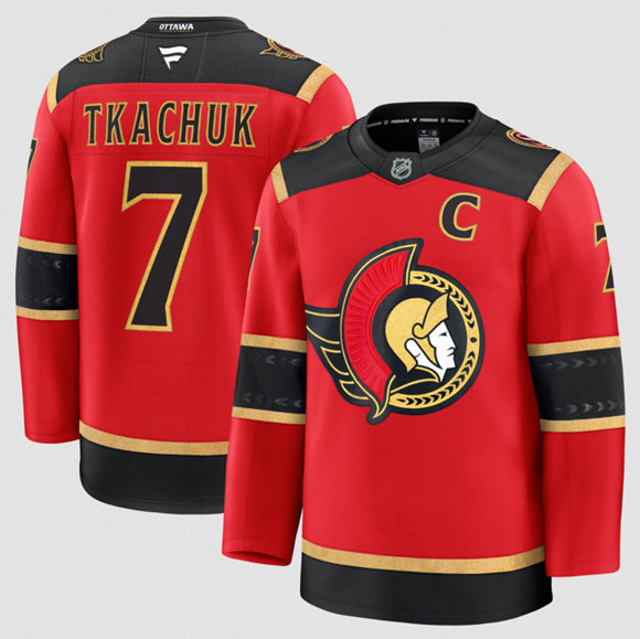 Ottawa Senators #7 Brady Tkachuk Red Alternate With C Patch Stitched Hockey Jersey