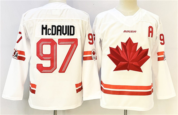 Canada Hockey #97 Connor McDavid White With A Patch Stitched Jersey