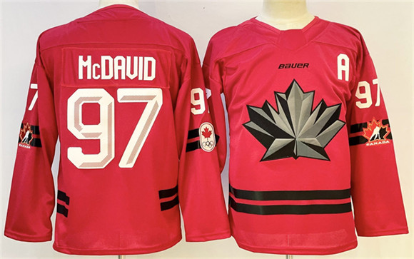 Canada Hockey #97 Connor McDavid Red With A Patch Stitched Jersey