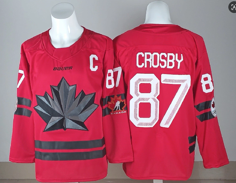 Canada Hockey #87 Sidney Crosby With C Patch Red 2026 Olympics Stitched Jersey