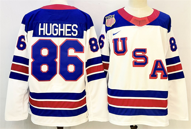 USA #86 Jack Hughes White 2025-2026 Stitched Jersey