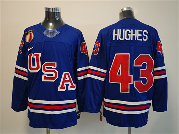 USA #43 Quinn Hughes Royal 2025-2026 Stitched Jersey