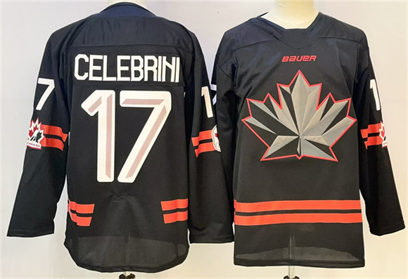 Canada Hockey #17 Macklin Celebrini Black Stitched Jersey