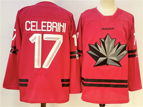 Canada Hockey #17 Macklin Celebrini Red Stitched Jersey