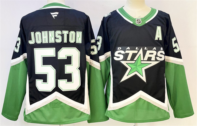 Dallas Stars #53 Wyatt Johnston Black 2025-26 With A Patch Alternate Stitched Hockey Jersey