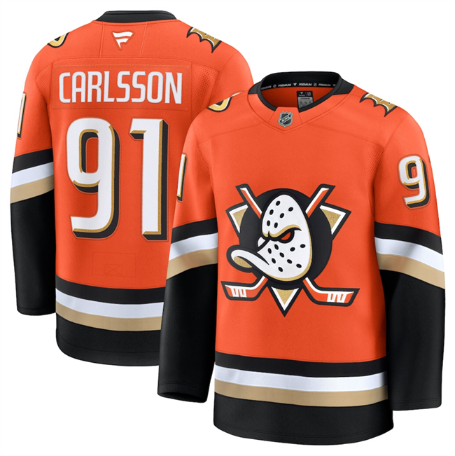 Anaheim Ducks #91 Leo Carlsson Orange 2026 Home Stitched Hockey Jersey Anaheim Ducks #91 Leo Carlsson Orange 2026 Home Stitched Hockey Jersey