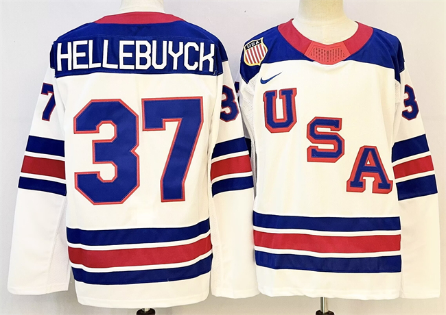 USA #37 Connor Hellebuyck White 2025-2026 Stitched Jersey