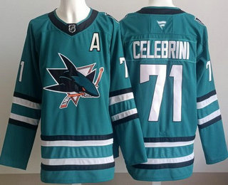 San Jose Sharks #71 Macklin Celebrini Teal Authentic Jersey