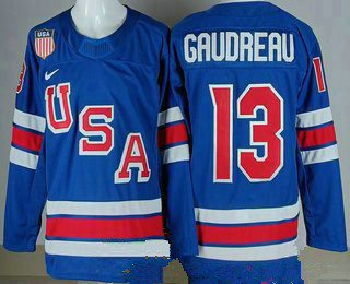 USA #13 Johnny Gudreau Blue 2026 olympics authentic jersey