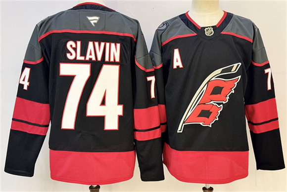 Carolina Hurricanes #74 Jaccob Slavin Black 2024-25 With A Patch Stitched Hockey Jersey Carolina Hurricanes #74 Jaccob Slavin Black 2024-25 With A Patch Stitched Hockey Jersey