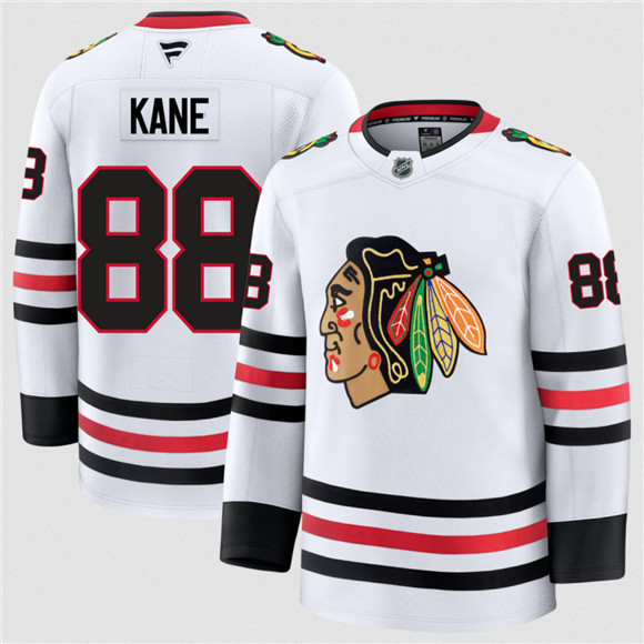 Chicago Blackhawks #88 Patrick Kane White 2024-25 Away Stitched Hockey Jersey