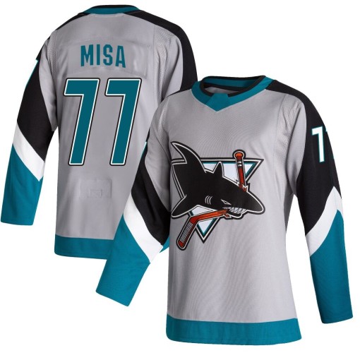 San Jose Sharks #77 Michael Misa Authentic Gray 2020-21 Reverse Retro Jersey