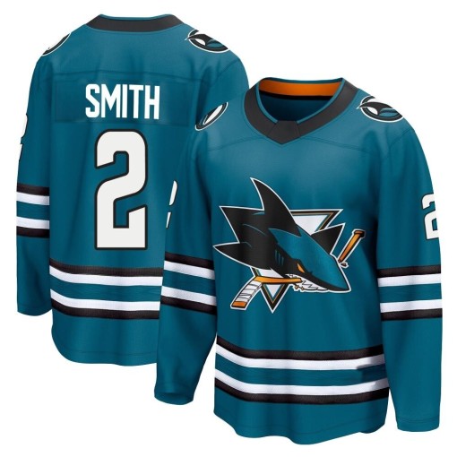 San Jose Sharks #2 Will Smith Breakaway Teal Home 2nd Jersey