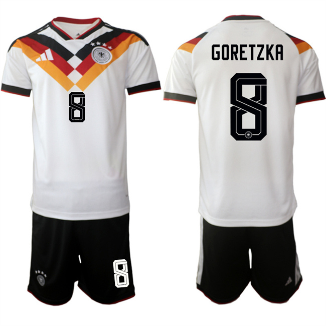 Germany #8 Leon Goretzka White 2025-26 Home Soccer Jersey Suit