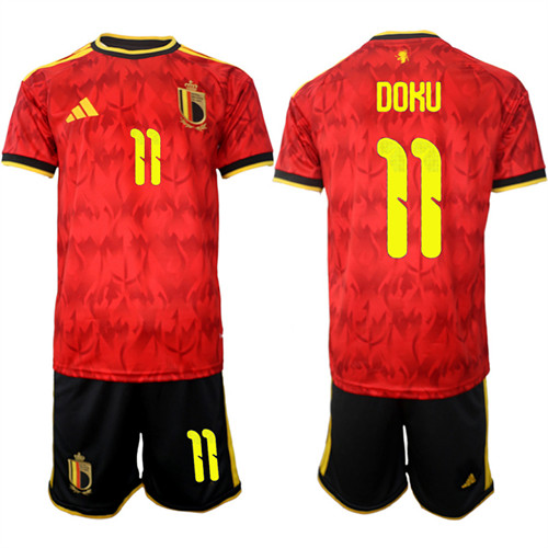 Belgium #11 DOKU National Team FIFA x World Cup 2026 Home Red On Field Jersey Belgium #11 DOKU National Team FIFA x World Cup 2026 Home Red On Field Jersey