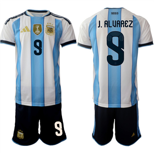 Argentina #9 J.ALUAREZ National Team FIFA x World Cup 2026 Home White On Field Jersey
