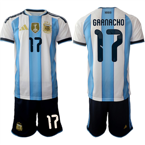 Argentina #17 GARNACHO National Team FIFA x World Cup 2026 Home White On Field Jersey