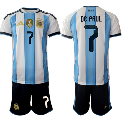 Argentina #7 DE PAUL National Team FIFA x World Cup 2026 Home White On Field Jersey