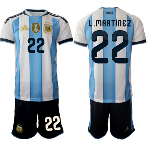 Argentina #22 L.MARTINEZ National Team FIFA x World Cup 2026 Home White On Field Jersey